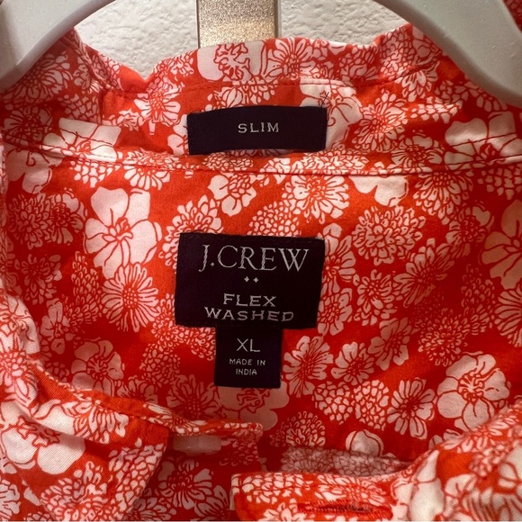 J. Crew Re-Imagined Short Sleeve Button Down Orange & White Floral Print XL - Picture 2 of 7